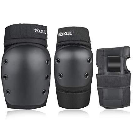VOKUL 3 In 1 Protective Gear Set, Kids Youths Adults Safety Gear Protector Guards Knee Pads Elbow Pads Wrist Guards for Skating Skateboarding Cycling Inline Skate and Other Sports Activities