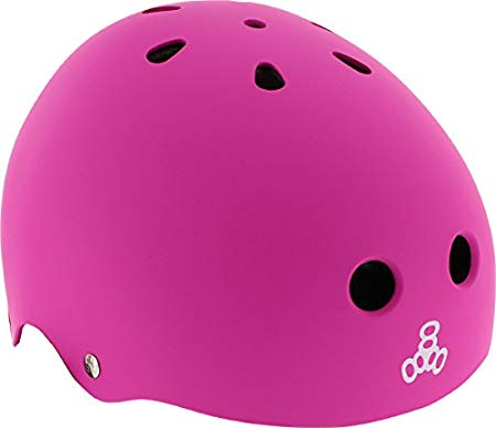 Triple 8 Lil 8 Pink Rubber Youth Skateboard Helmet - CE/CPSC Certified
