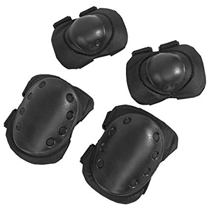 1 Set Black New Outdoor Tactical Military Outdoor Sport Knee & Elbow Protective Pads CS Paintball Game Skateboarding Skates Hunting Racing Protection products - One Size