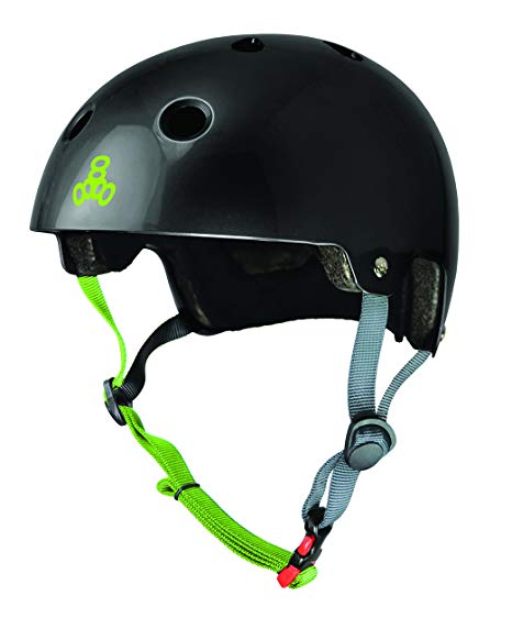 Triple Eight 3046 Dual Certified Helmet, X-Small/Small, Black Gloss w/Zest